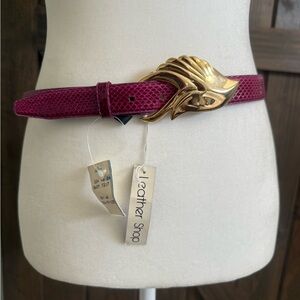 Elegant Gold Buckle Fuchsia Belt